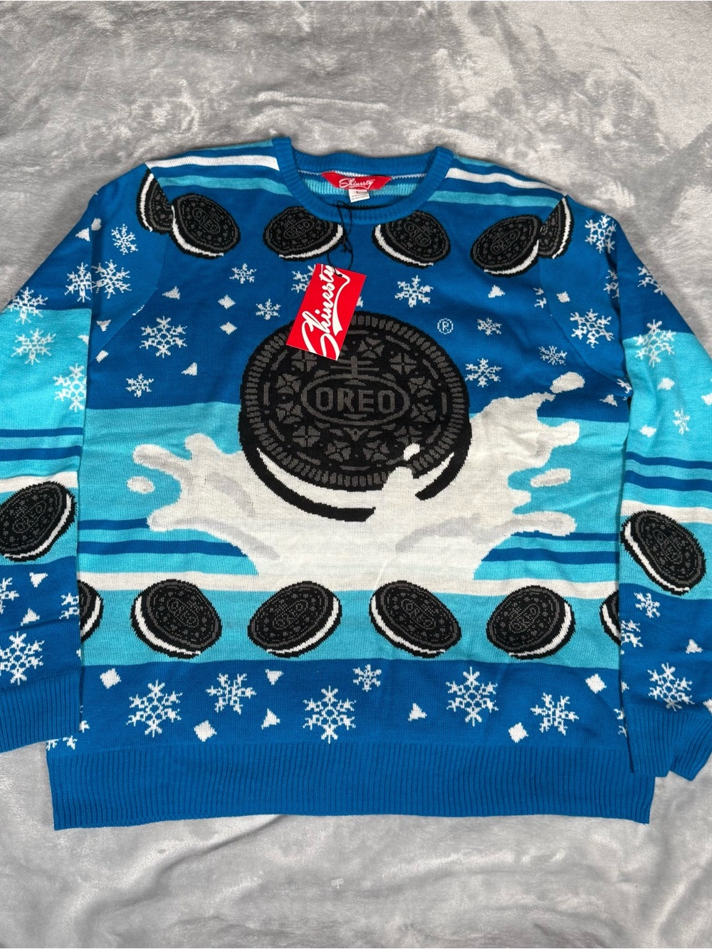 Shinesty Oreo Cookie Ugly Christmas Sweater Mens Large Cotton Knit NEW